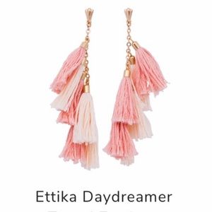 18k gold plated tassel earrings-pink/ white
